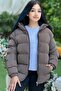 Girl's Hooded Pocket Suitica Nova Fabric Winter Coat Km4011 - 3