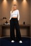 Women's Seasonal 2-Piece Black + Gray Sweatpants Loose Leg Baggy Plus Size Adjustable with Pockets - 2