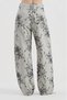 Women's Floral Jacquard Fabric Detailed Balloon Fit Design Jeans - 3