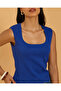 Women Blue Schiffli Hem Square Neck Top - 4