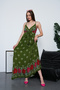 Full Length Straps Double Breasted Me Gathered Viscose Dress - 8