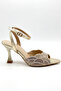 Gold Glittery and Stoned Ankle Strap Women's Heeled Evening Dress Sandals 9cm - 4