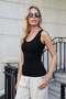 Women's Ribbed Camisole U-Neck Body Blouse-Black - 2