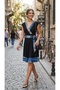 Double Collar Belt Detail Short Women's Dress