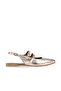 Gray Shiny Leather Women's Flat Sandals