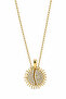 Steel Yellow Color Sun Motif Zircon Stone Women's Necklace