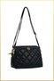 Women's Leather Three-Compartment Adjustable Strap Shoulder Bag - Black - 3