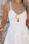 White Sun Buckle Layered Dress - 4
