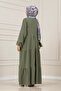 Muslin Fabric Robe Ivana Dress-Khaki - 4