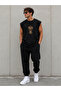 Surfing Print Detailed Zero Sleeve Crew Neck T-Shirt