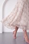Women's Beige Halter Neck Floral Patterned Midi Event Dress - 4