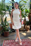 Women's White Halter Neck Pearl Backless Mini Evening Dress - 2