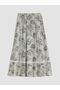 Lcw Grace Ecru Elastic Waist Floral Pleated Skirt - 7