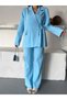 Blazer Jacket with Pocketed Pants Set Tieed at the Waist - 6