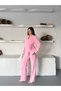 Blazer Jacket Wide-Leg Trousers Set with a Wide Fabric Belt Tied at the Waist - 7