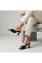 (Brand) Heeled Single Strap Women's Slippers Patent Leather Black - 4
