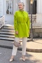 Ruffle Sleeve Belted Pistachio Green Tunic