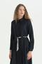 Style Belted Viscose Dress - Navy Blue - 2
