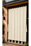 Beige Balcony Curtain with Iron Rings – Outdoor Sunshade Curtain with Ties