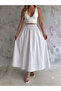 Trend Parachute Fabric High Waisted White Skirt with Elastic Waistband - 5