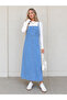 Blue Long Salopet Denim Jeans Gilet Dress - 2