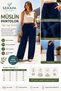Navy Blue Muslin Trousers, Comfortable Fit, with Pockets, Elastic Waist, Summer Women's Trousers - 4