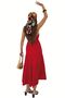 Women's Summer Linen Dress - Suspender Back Gipe Detailed Horizontal Lace Stripe Design 8530 - 4