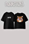 Dropout Bear_4 Design Printed Unisex Oversize Black Tshirt