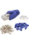 Cat7 RJ45 Pass through Connectors Shielded with Strain Relief Boots Blue Pack Of 30 - 4