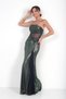 Women's Strapless Lined Draped Waist Tulle Transparent Lycra Lame Glitter Fabric Long Dress