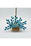Blue Crystal Leaf Design Bridal Hair Comb – Handmade Hair Accessory - 7