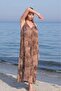 Brown Shoulder-Knot Detail Long Dress Per3429 - 5