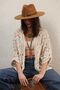 Beige Stone Lace Embroidered Shirt Kimono Rob39724