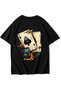Unisex Oversized T-Shirt Black with Printed Paper Design