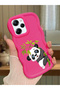 Poco X5 Pro 5g Compatible Case Camera Protector Red Silicone Couple Phone Case Panda Pattern