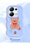 Redmi Note 13 Pro 4g Compatible Case Camera Protector Blue Silicone Couple Phone Case Bear Pattern - 2