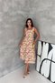 Women's Multi-Color Square Neck Floral Print Sleeveless Fitted Waist Midi Dress Nbk4670 - 3