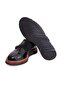 Black Color Laceless Genuine Patent Leather Men's Shoes - 3