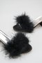 Lace Detailed Feathered Bridal Slippers White Thick Heeled Wedding, Engagement and Dowry Slippers - 5