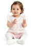 Baby Girl Pink and White Tiny Floral Patterned Scalloped Muslin Shorts 2-Piece Set