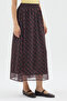 Relaxed Cut Long Skirt with Pattern, Fabric Lining and Elastic Waist Detail # 30918 - 4