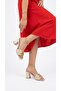 Azvora Women's Leather Square Toe Straw Gold Buckle Heeled Slippers 8 cm - 2
