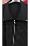 Plus Size Women's Suit with Zippered Collar and Stone Embellishment Detail - 5