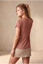 Women's Coral Melange Viscose / Polyester Blended Regular Fit V-Neck Short Sleeve T-Shirt Bellamy - 6