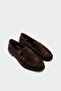 Dipsy Stitched Detailed Genuine Leather Bitter Brown Suede Women's Loafer