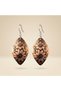 Copper Brown Flower Motif Dangle Earrings - 3