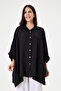 Women's Black Italian 100% Linen Plus Size Poncho Linen Shirt Size 42 - 52