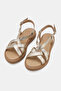 Women's Golden Genuine Leather Strappy Flat Sole Daily Sandals - 3
