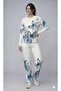 Women's Long Sleeve Crew Neck Butterfly Print Two Thread Bottom Top Set