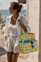 2 Years Warranty - Large Size Floral Pattern Women's Beach Bag with Multiple Compartments - Waterproof Zippered Beach Bag - 7